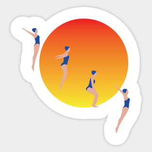 sunset swim Sticker